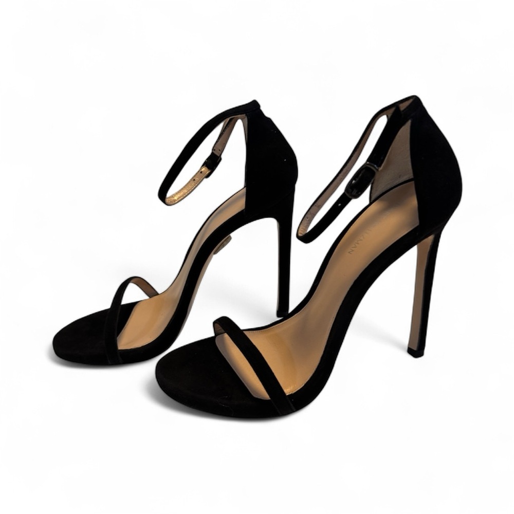 Stuart Weitzman Black Ankle Strap Heels Nudists 7